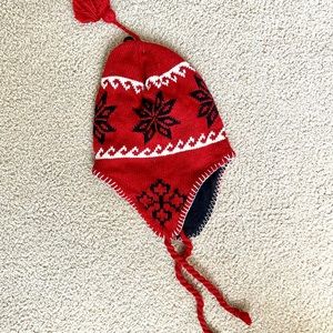 The Winter Accessory Womens Red Earflap Beanie